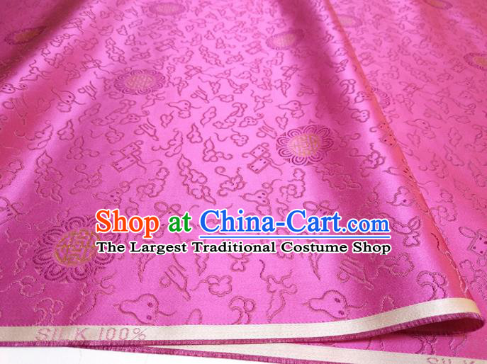 Asian Chinese Traditional Round Pattern Design Rosy Brocade Silk Fabric China Hanfu Satin Material