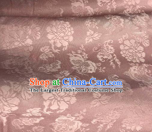 Asian Chinese Traditional Peony Pattern Design Pink Satin China Qipao Silk Fabric Material