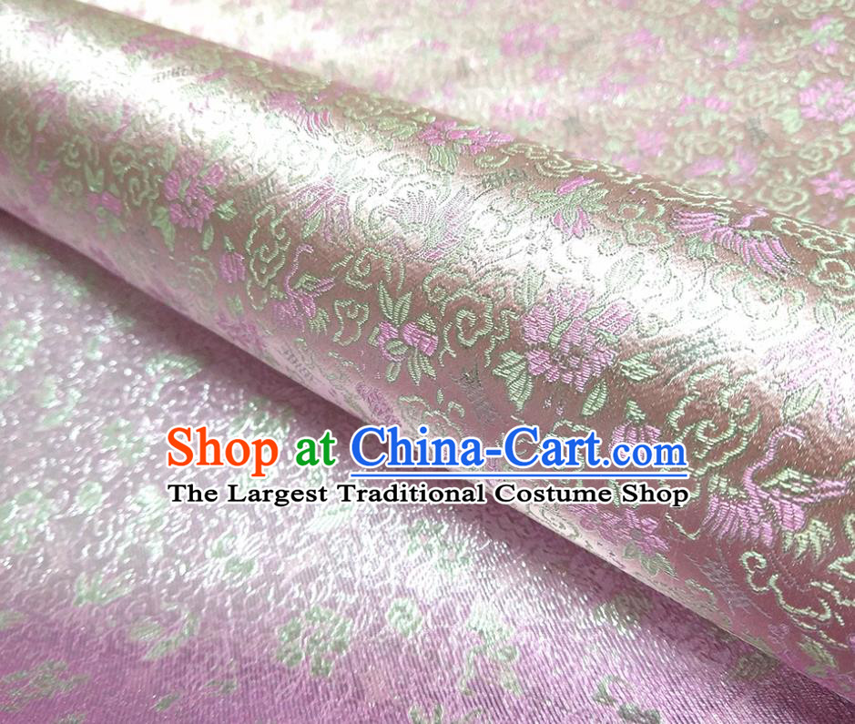 Asian Chinese Traditional Crane Pattern Design Pink Brocade Silk Fabric China Hanfu Satin Material