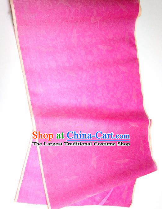 Asian Chinese Traditional Crane Peony Pattern Design Pink Silk Fabric China Hanfu Silk Material