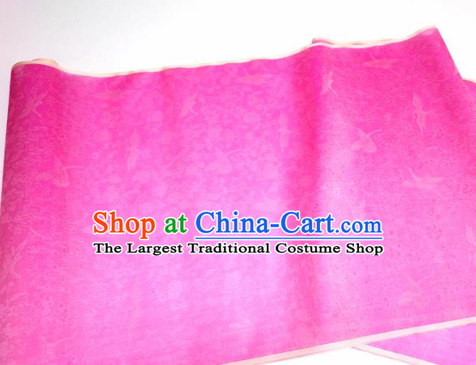 Asian Chinese Traditional Crane Peony Pattern Design Pink Silk Fabric China Hanfu Silk Material