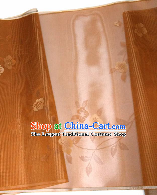 Asian Chinese Traditional Plum Pattern Design Brown Silk Fabric China Hanfu Silk Material