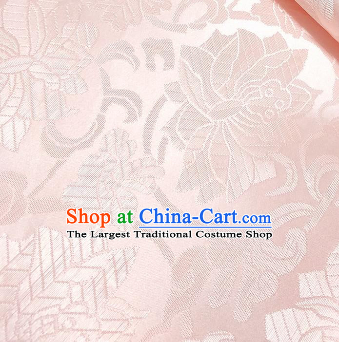 Chinese Traditional Lotus Pattern Design Pink Silk Fabric Asian Brocade China Hanfu Satin Material