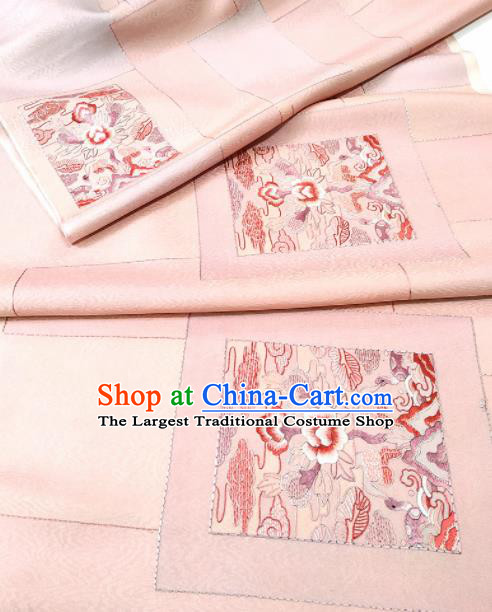 Chinese Traditional Embroidered Pattern Design Pink Silk Fabric Asian China Hanfu Silk Material