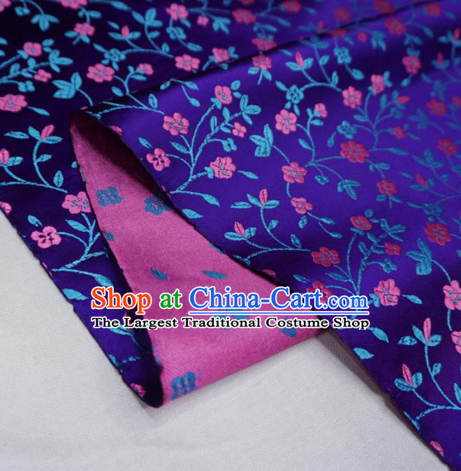 Chinese Traditional Twine Plum Pattern Design Purple Brocade Fabric Asian Satin China Hanfu Silk Material