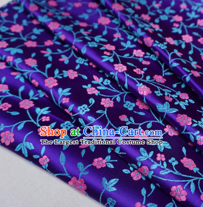 Chinese Traditional Twine Plum Pattern Design Purple Brocade Fabric Asian Satin China Hanfu Silk Material