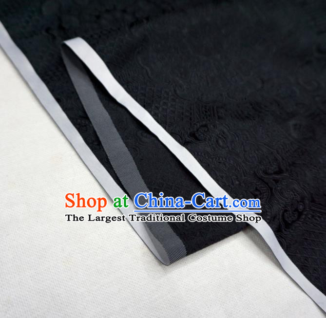 Chinese Traditional Rosette Pattern Design Black Brocade Fabric Asian Satin China Hanfu Silk Material
