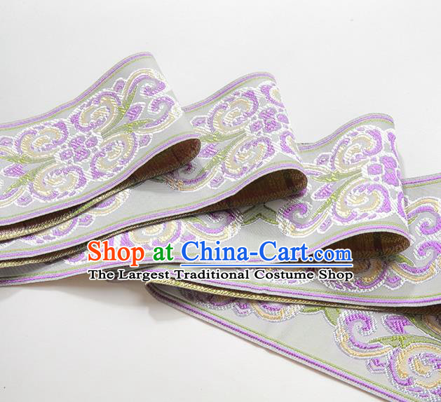 Chinese Traditional Hanfu Lilac Embroidered Pattern Band Fabric Asian China Costume Collar Accessories