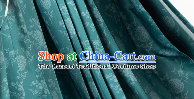 Chinese Traditional Lotus Pattern Design Deep Green Brocade Fabric Asian Satin China Hanfu Satin Material