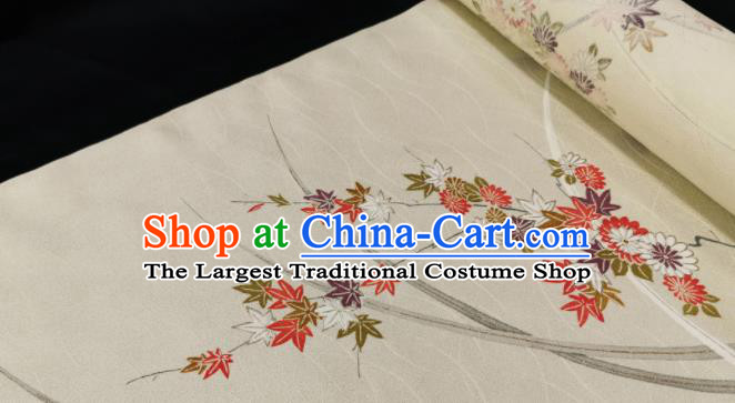 Chinese Traditional Daisy Pattern Design Beige Silk Fabric Asian China Cheongsam Silk Material