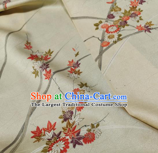 Chinese Traditional Daisy Pattern Design Beige Silk Fabric Asian China Cheongsam Silk Material
