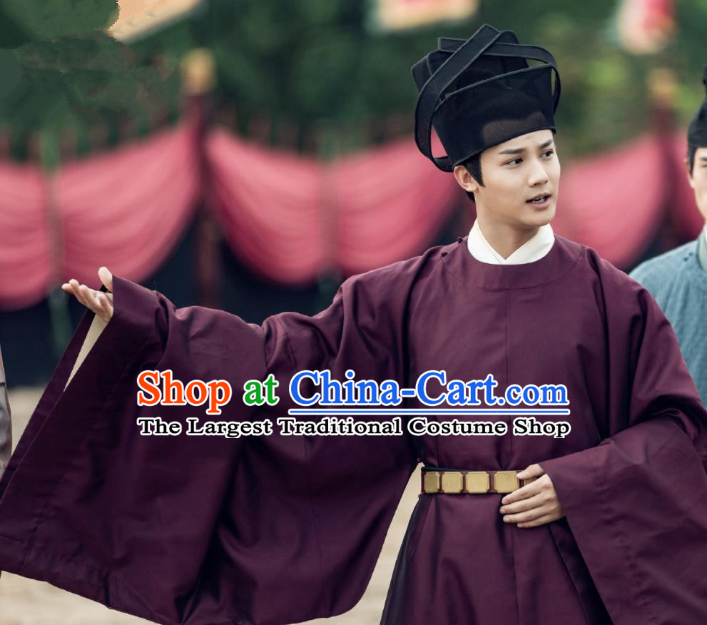 Chinese Ancient Song Dynasty Count of Jiayi Drama Royal Nirvana Gu Feng En Replica Costumes and Hat Complete Set