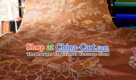 Chinese Traditional Pheasant Peony Pattern Design Ginger Silk Fabric Asian China Hanfu Mulberry Silk Material