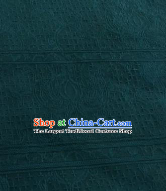 Chinese Traditional Cross Pattern Design Deep Green Silk Fabric Asian China Hanfu Mulberry Silk Material