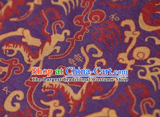 Chinese Traditional Tigers Pattern Design Purple Silk Fabric Asian China Hanfu Mulberry Silk Material