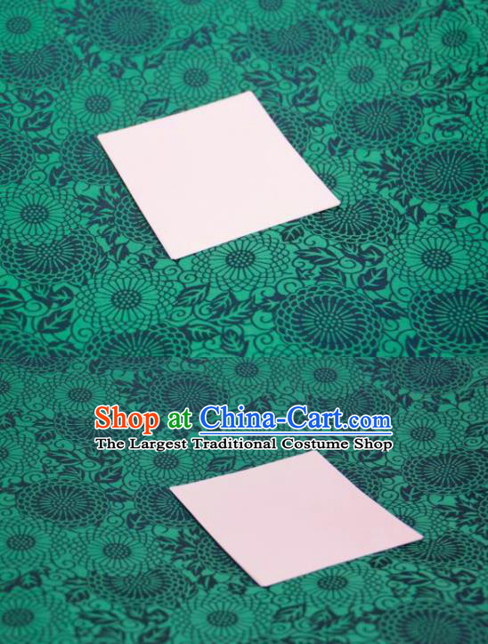 Chinese Traditional Calendula Pattern Design Green Silk Fabric Asian China Hanfu Mulberry Silk Material