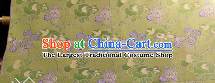 Chinese Traditional Pattern Design Light Green Silk Fabric Asian China Hanfu Gambiered Guangdong Mulberry Silk Material