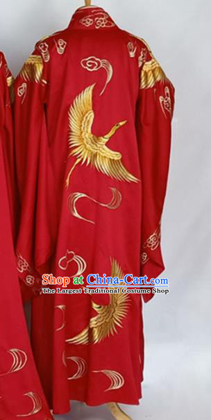 Chinese Traditional Nobility Childe Wedding Red Clothing Ancient Han Dynasty Scholar Costumes for Men