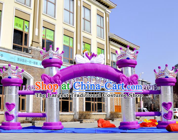 Large Christmas Day New Year Inflatable Models Wedding Purple Bowknot Inflatable Arches Archway