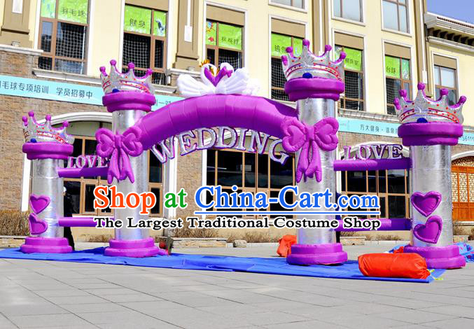 Large Christmas Day New Year Inflatable Models Wedding Purple Bowknot Inflatable Arches Archway