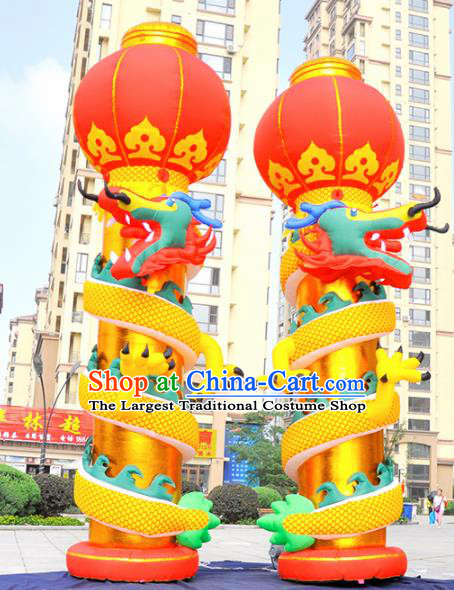 Large Chinese Moving Inflatable Dragon Golden Pillar Product Models New Year Inflatable Arches