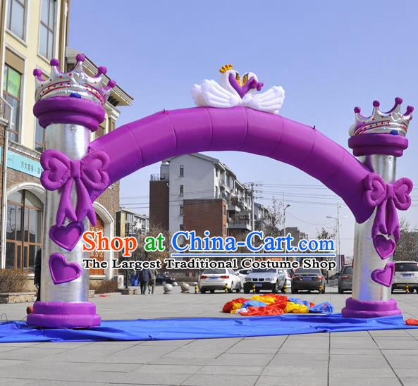 Large Christmas Day New Year Inflatable Purple Bowknot Models Inflatable Arches Archway