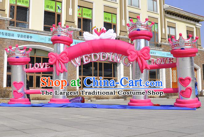 Large Christmas Day New Year Inflatable Models Wedding Pink Bowknot Inflatable Arches Archway