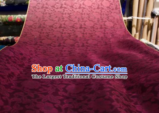 Chinese Traditional Twine Peony Pattern Design Wine Red Silk Fabric Asian China Hanfu Gambiered Guangdong Mulberry Silk Material