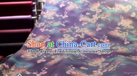 Chinese Traditional Chrysanthemum Peony Pattern Design Purple Silk Fabric Asian China Hanfu Gambiered Guangdong Mulberry Silk Material