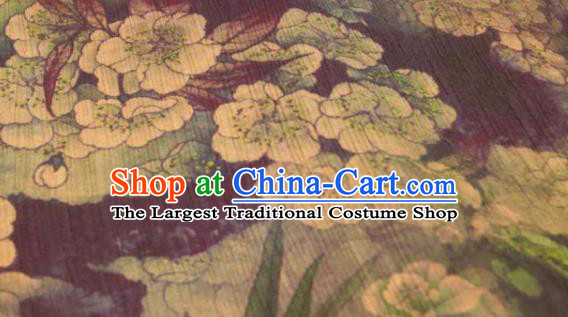 Chinese Traditional Pear Flowers Pattern Design Green Silk Fabric Asian China Hanfu Gambiered Guangdong Mulberry Silk Material