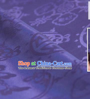Chinese Traditional Double Fishes Pattern Design Purple Silk Fabric Asian China Hanfu Jacquard Mulberry Silk Material