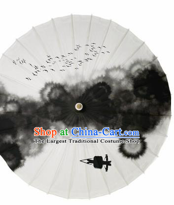 Chinese Traditional Ink Painting Oil Paper Umbrella Artware Paper Umbrella Classical Dance Umbrella Handmade Umbrellas