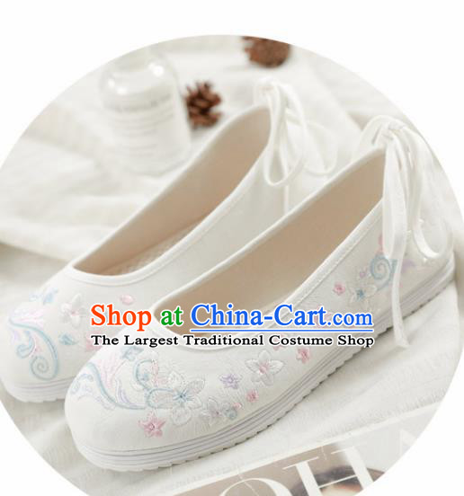 Asian Chinese Embroidered Orchid White Shoes Hanfu Shoes Traditional Opera Shoes Princess Shoes for Women