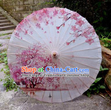Chinese Traditional Painting Peach Blossom Oil Paper Umbrella Artware Paper Umbrella Classical Dance Umbrella Handmade Umbrellas
