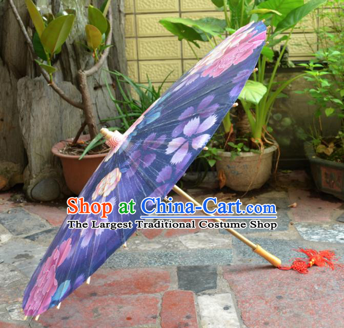 Chinese Artware Paper Umbrella Traditional Printing Flowers Purple Oil Paper Umbrella Classical Dance Umbrella Handmade Umbrellas