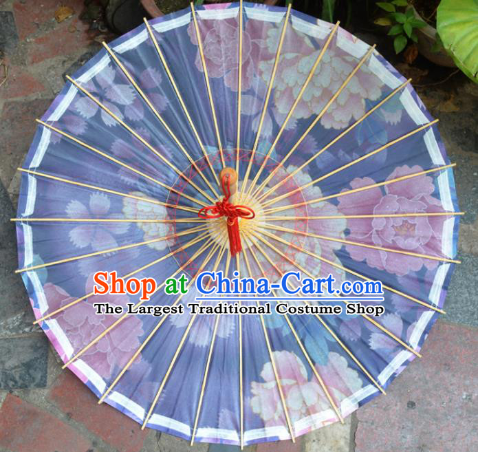 Chinese Artware Paper Umbrella Traditional Printing Flowers Purple Oil Paper Umbrella Classical Dance Umbrella Handmade Umbrellas