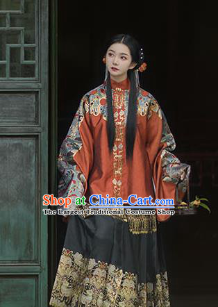 Chinese Drama Ancient Hanfu Orange Blouse Traditional Ming Dynasty Princess Costumes for Women
