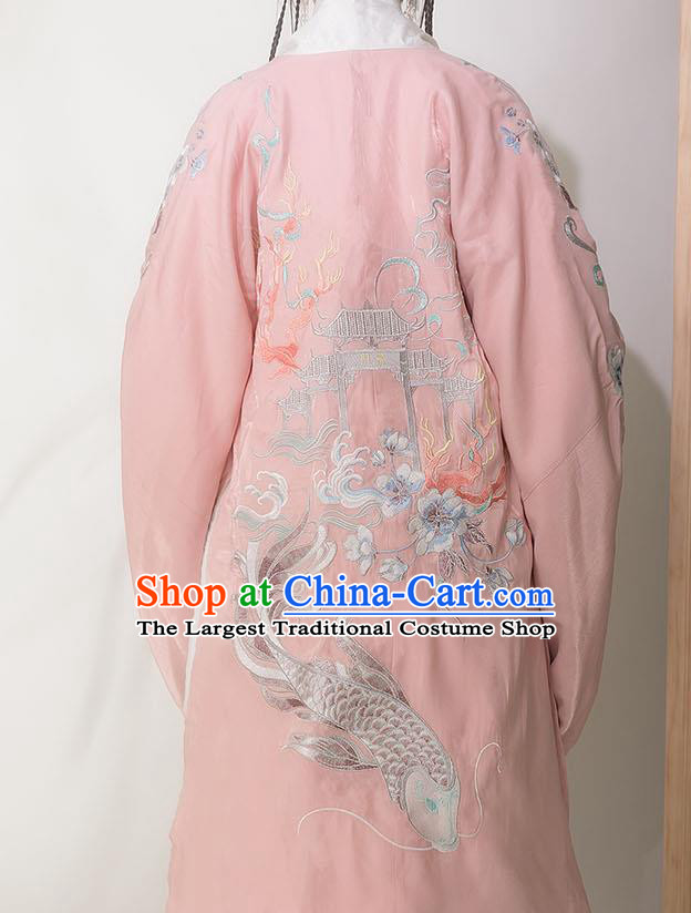 Chinese Ancient Hanfu Embroidered Pink Cardigan Traditional Ming Dynasty Princess Costumes for Women