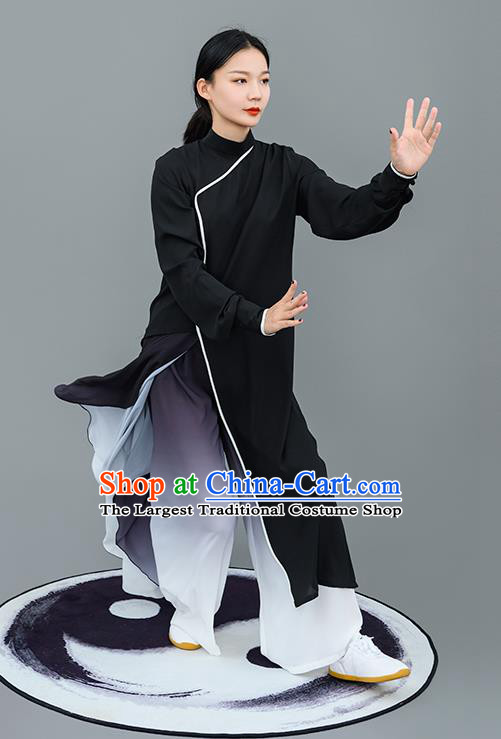 Chinese Traditional Tai Chi Training Black Costumes Martial Arts Performance Outfits for Women