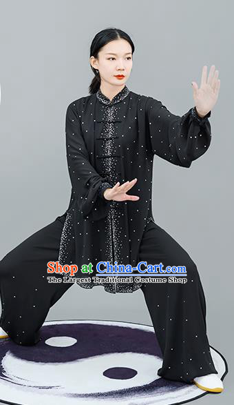 Chinese Traditional Tai Chi Training Black Costumes Martial Arts Performance Outfits for Women