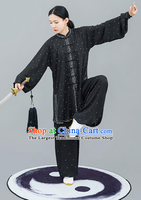 Chinese Traditional Tai Chi Training Black Costumes Martial Arts Performance Outfits for Women