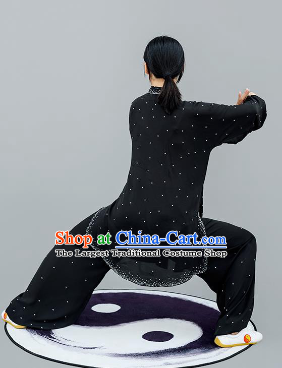 Chinese Traditional Tai Chi Training Black Costumes Martial Arts Performance Outfits for Women
