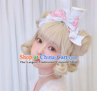 Top Grade Cosplay Light Golden Wigs Young Lady Curly Hair Wiggery Headdress for Women