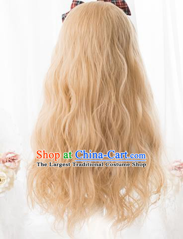 Top Grade Cosplay Lolita Wigs Nobility Lady Long Curly Hair Wiggery Headdress for Women