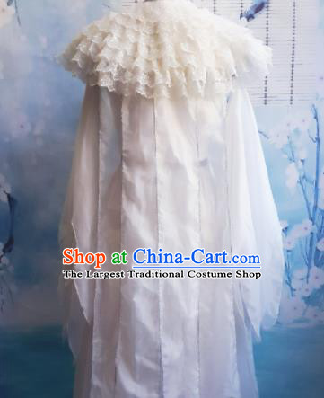 Top Grade Chinese Cosplay Fairy Princess White Dress Ancient Female Swordsman Costume for Women