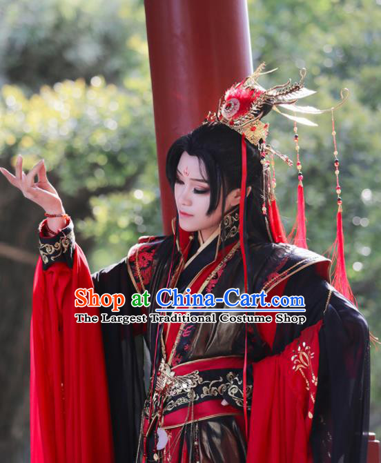 Chinese Traditional Cosplay Swordsman King Costumes Ancient Royal Highness Clothing for Men