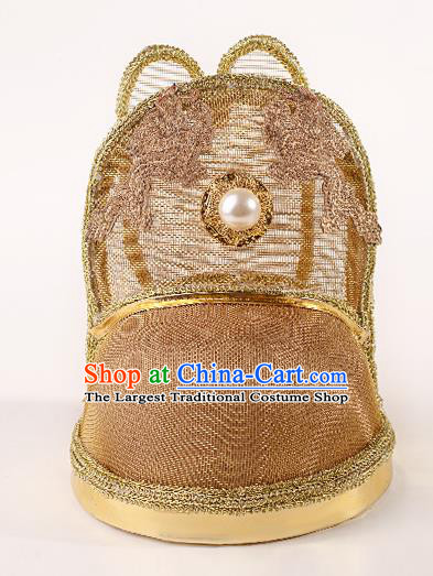 Chinese Traditional Ming Dynasty Emperor Golden Hat Ancient Drama Monarch Headdress for Men