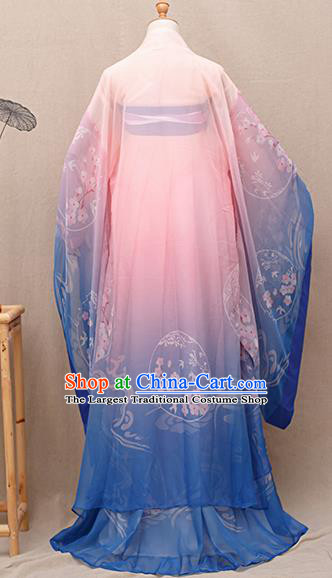 Chinese Traditional Tang Dynasty Princess Pink Hanfu Dress Ancient Peri Goddess Costumes for Women