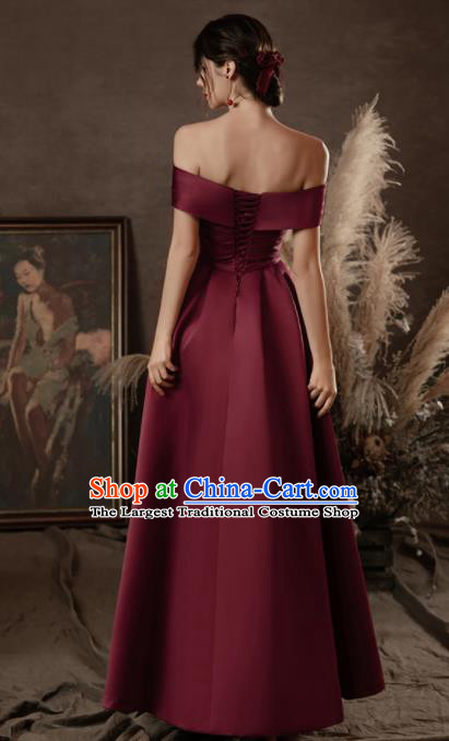 Custom Top Grade Wine Red Wedding Dress Bride Satin Dress for Women