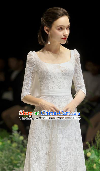Custom Top Grade White Lace Wedding Dress Bride Full Dress for Women